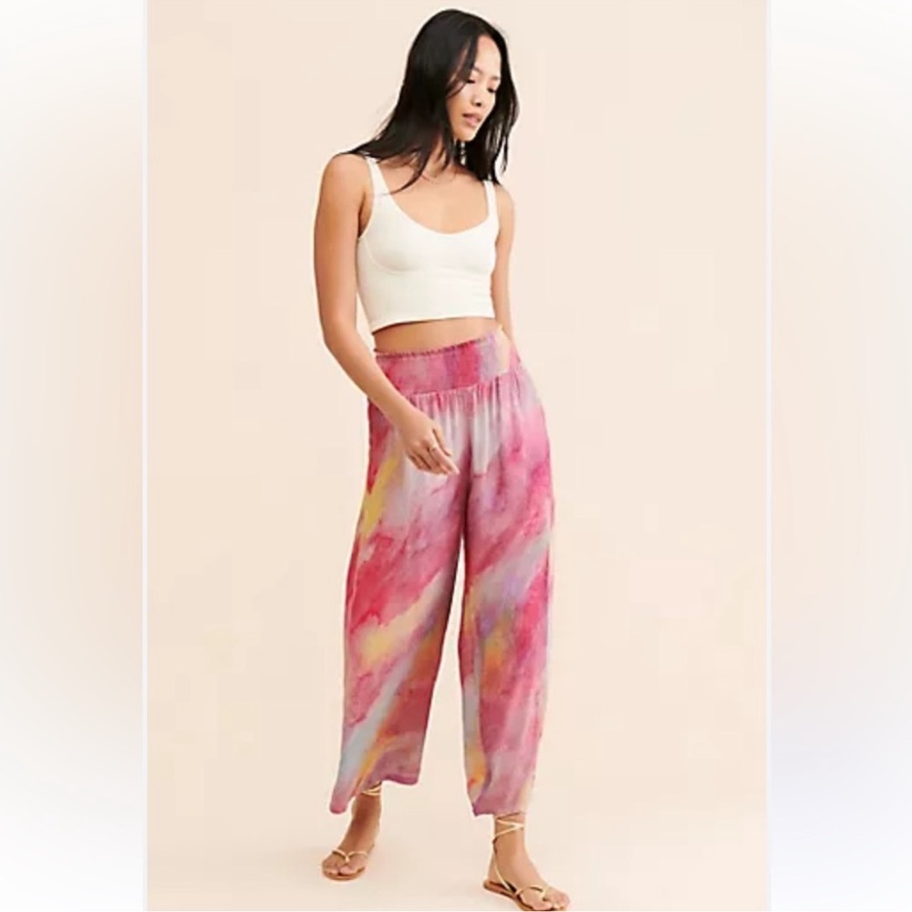 Anthropologie Conditions Apply Women's Boho Tie-Dye Wide-Leg Pants With Pockets